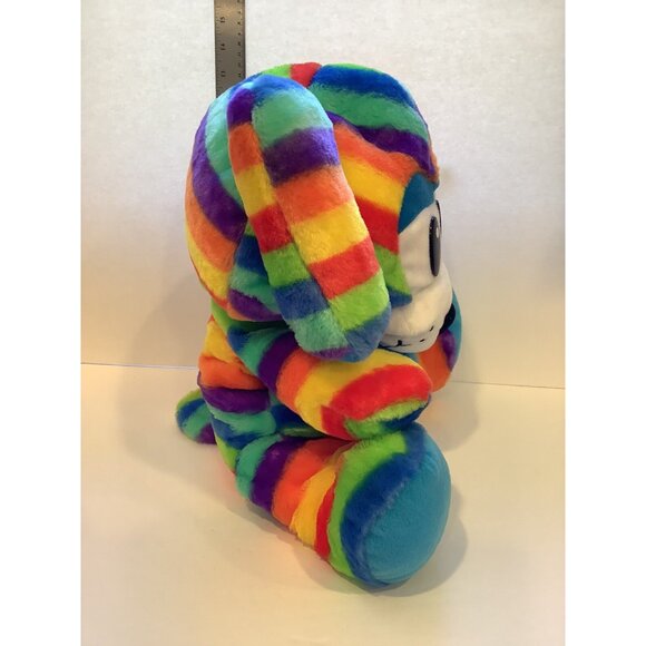 Peek A Boo Toys Plush Dog or Bear Rainbow Striped Stuffed Animal Soft Toy - Picture 7 of 8